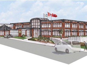 An artist's conception of the proposed new Belleville Police Service facilities on Pinnacle Street at the site of the current Belleville Transit Station. Drawing courtesy RFA Planning Consultant Inc.