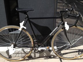 A photo of the black Cyclemania bike Trevor Karson believes is stolen and would like to return to its owner.