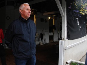 Todd Pletcher trainer of Danza, Intense Holiday, We Miss Artie and Vincermos looks on during morning workouts for the 140th Kentucky Derby at Churchill Downs. Pletcher has one Kentucky Derby win, Super Saver in 2010. (USA TODAY)
