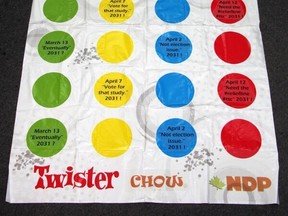 The Tory campaign created this game of "Twister Chow!" (@JohnTO2014/Twitter photo)