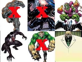 Some of Spider-Man's most iconic villains from (clockwise from L-R: Doctor Octopus, Rhino, The Vulture, Green Goblin, Kingpin, Sandman, Venom and Electro. (Marvel)