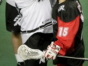 Corey Small, shown here playing against the Calgary Roughnecks last year, suffered a knee injury last summer that put him out of the Rush lineup for the season. (QMI Agency)