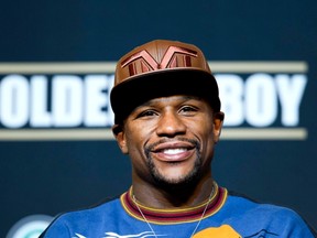 WBC welterweight champion Floyd Mayweather Jr. of the U.S. attends a news conference at the MGM Grand Hotel and Casino in Las Vegas, Nevada, April 30, 2014. (REUTERS)