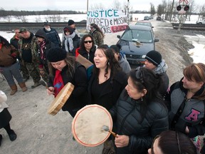 First Nation's bands form a blockade at the main VIA rail line between Toronto and Ottawa.The blockade was part of a day of action to call attention to missing and murdered indigenous and aboriginal women.  

REUTERS/Fred Thornhill