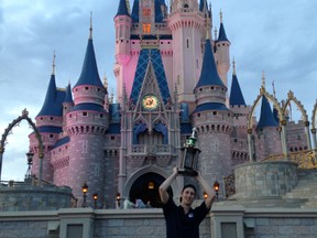Raiders Jr. Hockey Team captain, Jordan Lisowick, took the MMJHL trophy his club won April 12 with him for a photo opportunity at Disney World last week. Lisowick made the trip as a team leader for Air Canada's Dreams Take Flight program.