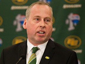 Speaking at the Eskimos AGM on Thursday, club president Len Rhodes said th team is sparing little expense to improve the on-field product. (Codie McLachlan, Edmonton Sun)