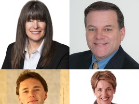 A provincial election has been called for June 12 and the candidates for the riding of Kingston and the Islands are, clockwise from top left: Sophie Kiwala for the Liberal Party; Mark Bain of the Progresive Conservatives; Mary Rita Holland of the NDP; and Robert Kiley for the Green Party.