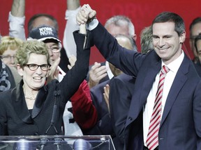 Kathleen Wynne is congratulated by former premier Dalton McGuinty after winning the Liberal leadership on January 26, 2013.
Mark Blinch/Reuters
