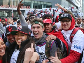 The crowd in Maple Leaf Square was pretty jubilant — before the Raptors faced the Nets in Game 6 on May 2, 2014. (Dave Thomas/Toronto Sun)