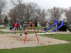 The playground at Kenwick on the Lake in Bright's Grove (pictured here on April 30, 2014) underwent renovations last summer as part of TVO Kids' show 'Giver'. The episode that focuses on the park, which featured six local children, will go to air on Wednesday, May 7. (SHAUN BISSON, The Observer)