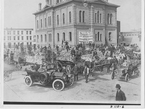 W. J. Hanna, Lambton West MPP at the time Sarnia became a city in 1914, is one of the men seated in the car in this photo taken in 1910 in Sarnia. Photo courtesy of the Holland Paisley Photographic Collection of the Lambton County Library.