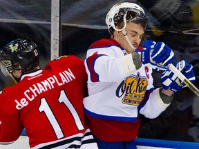 Adam de Champlain, shown here during the WHL finals in 2013, will have more than 60 family and friends in the stands when the Portland Winterhawks take to the ice against the Oil Kings on Tuesday. (Edmonton Sun file)