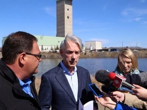 Thomas Boehlert (centre) speaks with the media last may concerning the deaths of two contractors. On the left is a representative of Taurus Drilling, which employed the contractors.
John Lappa via Twitter
