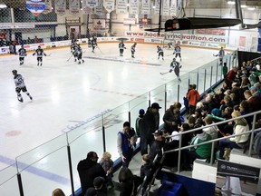 The crowd fills the stands at the second edition of the Hockey Marathon for Kids at the Chetsermere Rec Centre in Chestermere, Alta., on Sunday May 4, 2014. (Mike Drew/Calgary Sun/QMI Agency)