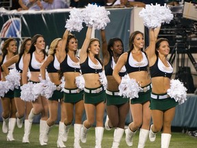 New York Jets "Flight Crew" cheerleaders perform a dance routine during a preseason game in East Rutherford, N.J., on Aug. 26, 2012. (Ray Stubblebine/Reuters/Files)