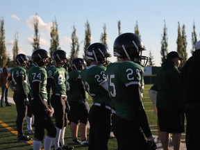 As reigning northern top-tier high school football champions, it is not surprising that the Spruce Grove Panthers were among the first teams to begin spring preparation for the 2014 season that begins with the return to classes in September. Athletic director Sue McIntyre said only 12 players are returning from the powerful 2013 roster, which placed five players on the 2013 roster. This year, only offensive lineman Nathan Chimiuk will be part of the team that competes at Saskatoon this July in the Football Canada Cup for players from grades 10 and 11. (Supplied)