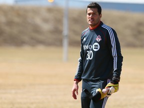 Toronto FC's Julio Cesar walks off the field during practice at the club's Downsview training facility last month. (Dave Abel, QMI Agency)