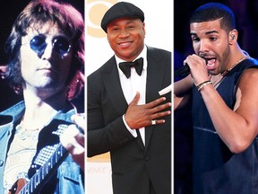 (L-R) John Lennon, LL Cool J, and Drake. (Reuters/WENN.com file photos)