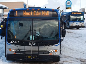 FILE: Buses are seen at Capilano Transit Centre in Edmonton, Alta., on Wednesday, Jan. 30, 2013. Codie McLachlan/Edmonton Sun