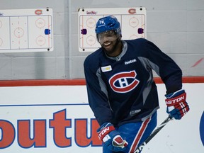 Montreal Canadiens blueliner P.K. Subban practises at the Bell Sports Complex in Brossard on May 7, 2014. (BEN PELOSSE/JOURNAL DE MONTRÉAL/QMI AGENCY)