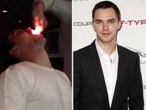 Nicholas Hoult, in this screenshot, downs a lit sambuca shot in a Montreal bar. (WENN.com file photo)