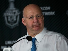 Boston Bruins head coach Claude Julien talks with the media after a Game 3 loss to the Montreal Canadiens on March 6, 2014. (MARTIN CHEVALIER/QMI AGENCY)