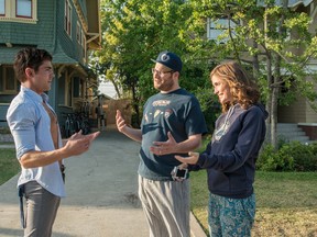 Zac Efron, Seth Rogen and Rose Byrne in "Neighbors" (Handout photo)