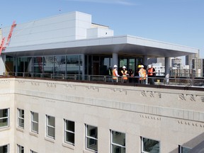 The media is given a tour of the top floor of the Federal Building, 9820 - 107 St., in Edmonton Alta., on Friday March 28, 2014. The top floor would have be a private suite for the premier had plans for the suite not been cancelled. (David Bloom/Edmonton Sun/QMI Agency)