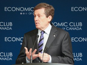 Mayoral candidate John Tory unveils his "one Toronto" jobs and economy plan at the Economic Club of Canada on Thursday. (VERONICA HENRI/Toronto Sun)