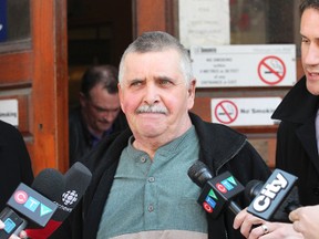Gordon Stuckless leaves Old City Hall court Tuesday, April 22, 2014. (Stan Behal/Toronto Sun)