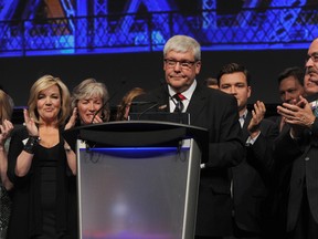 Alberta Premier Dave Hancock speaks at the Leader's dinner at the Telus Convention Centre in downtown Calgary, Alta.  on Thursday May 8, 2014. Stuart Dryden/Calgary Sun/QMI Agency