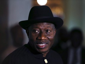 Nigerian President Goodluck Jonathan speaks to the media on the situation in Chibok.

REUTERS/Afolabi Sotunde
