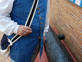 Bearded David Bayne plays the role of a French citizen inside Fort Conde in Mobile. The reconstructed fort also doubles as a tourist information centre. WAYNE NEWTON PHOTO