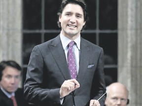 Liberal leader Justin Trudeau speaks during Question Period in the House of Commons on Parliament Hill on April 28, 2014.