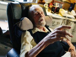 111 year-old Alexander Imich the world's oldest living man speaks during an interview with Reuters at his home on New York City's upper west side, May 9, 2014.

REUTERS/Mike Segar