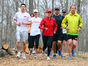 Premier Kathleen Wynne, on the campaign trail last week in Milton, goes for a run with supporters.
Dave Abel/Toronto Sun