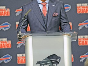 Fourth-overall pick Sammy Watkins talks to the media at Ralph Wilson Stadium on Friday. (BUFFALO BILLS PHOTO)