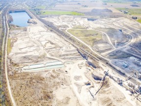 An aerial view of Carmeuse Lime?s Beachville quarry, looking west. (CRAIG GLOVER, The London Free Press)