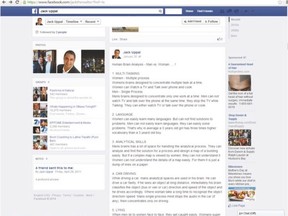 Facebook site for Nepean-Carleton Liberal candidate Jack Uppal on May 10, 2014.