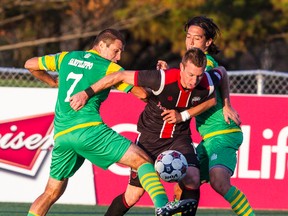 The Ottawa Fury men (shown here) and women's teams hosts a twinbill on Saturday. Women's game is 3 p.m., men at 7 p.m., both at Keith Harris Stadium. Errol McGihon/Ottawa Sun/QMI Agency