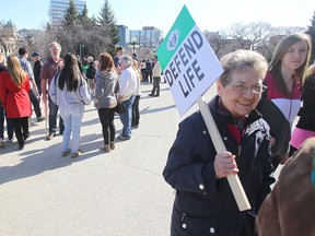 Pro-life supporters gathered at the Legislative Building for the annual March for Life on Saturday. (CHRIS PROCAYLO/Sun Media)