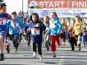 Competitors start the 1 kilometre kids fun run at the at the ninth annual Sudbury Rocks!!! Race, Run or Walk for Diabetes. The event attracted more than 1600 competitors in 1,5 10, kilomtere events and full, half and marathon relay events.