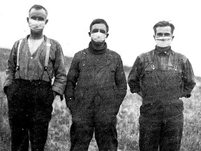 This is how men in western Canada tried to avoid contracting the Spanish flu, a pandemic from 1918 to 1920..