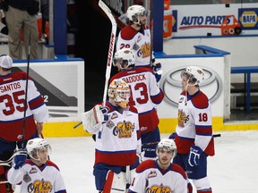 Edmonton Oil Kings salute their fans after the overtime loss to the Winterhawks Sunday at Rexall Place. The loss sends the series to Game 7 Monday in Portland. (Ian Kucerak, Edmonton Sun)