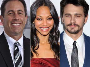 Jerry Seinfeld, Zoe Saldana and James Franco (WENN.COM)