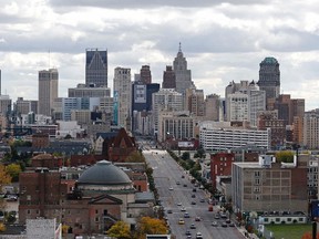 The skyline of Detroit is seen looking south from the midtown area in Detroit, Michigan October 23, 2013.
REUTERS/Rebecca Cook