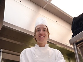 Caelan Taylor, a MHHS student in Grade 11, shows off his slicing and dicing knife skills before heading to the provincial Skills Canada contest in Edmonton, Alta. Taylor is competing in the culinary arts division on May 14 and 15. John Stoesser/QMI Agency photo