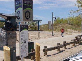 Parking machines will be in use again this summer in Port Stanley at Main Beach, where paid parking in municipal lots was initiated by Central Elgin. Revenue is to support beach operations. (File photo)