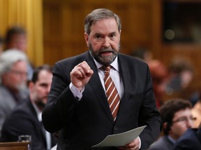New Democratic Party Leader Thomas Mulcair speaks during Question Period in the House of Commons on Parliament Hill in Ottawa May 13, 2014. REUTERS/Chris Wattie