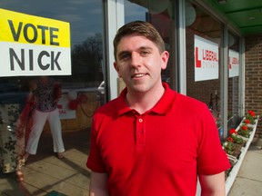 London West Liberal candidate Nick Steinburg at his campaign office in London, Ont. (MIKE HENSEN, The London Free Press)